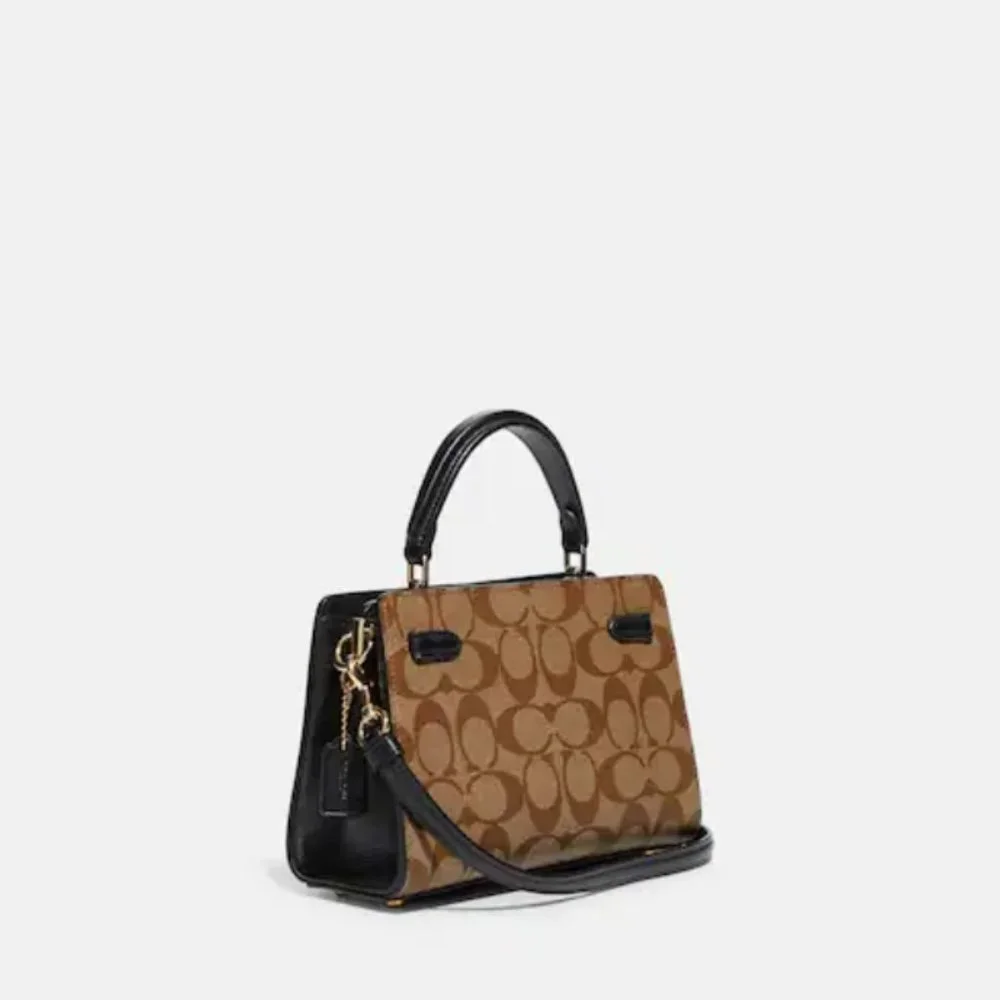 NWT COACH MINI LANE TOP HANDLE IN BLOCKED SIGNATURE CANVAS CROSSBODY BAG